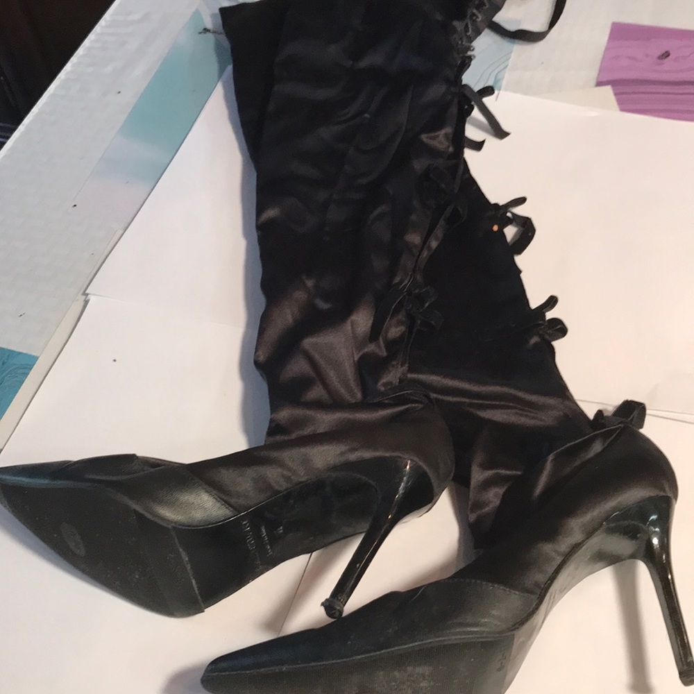 Over the knee Satin 4” spike heels
